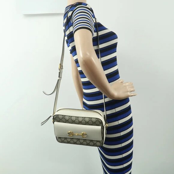 GUCCI Horsebit 1955 Brown Canvas Shoulder Bag 873-052825 - Picture 12 of 12